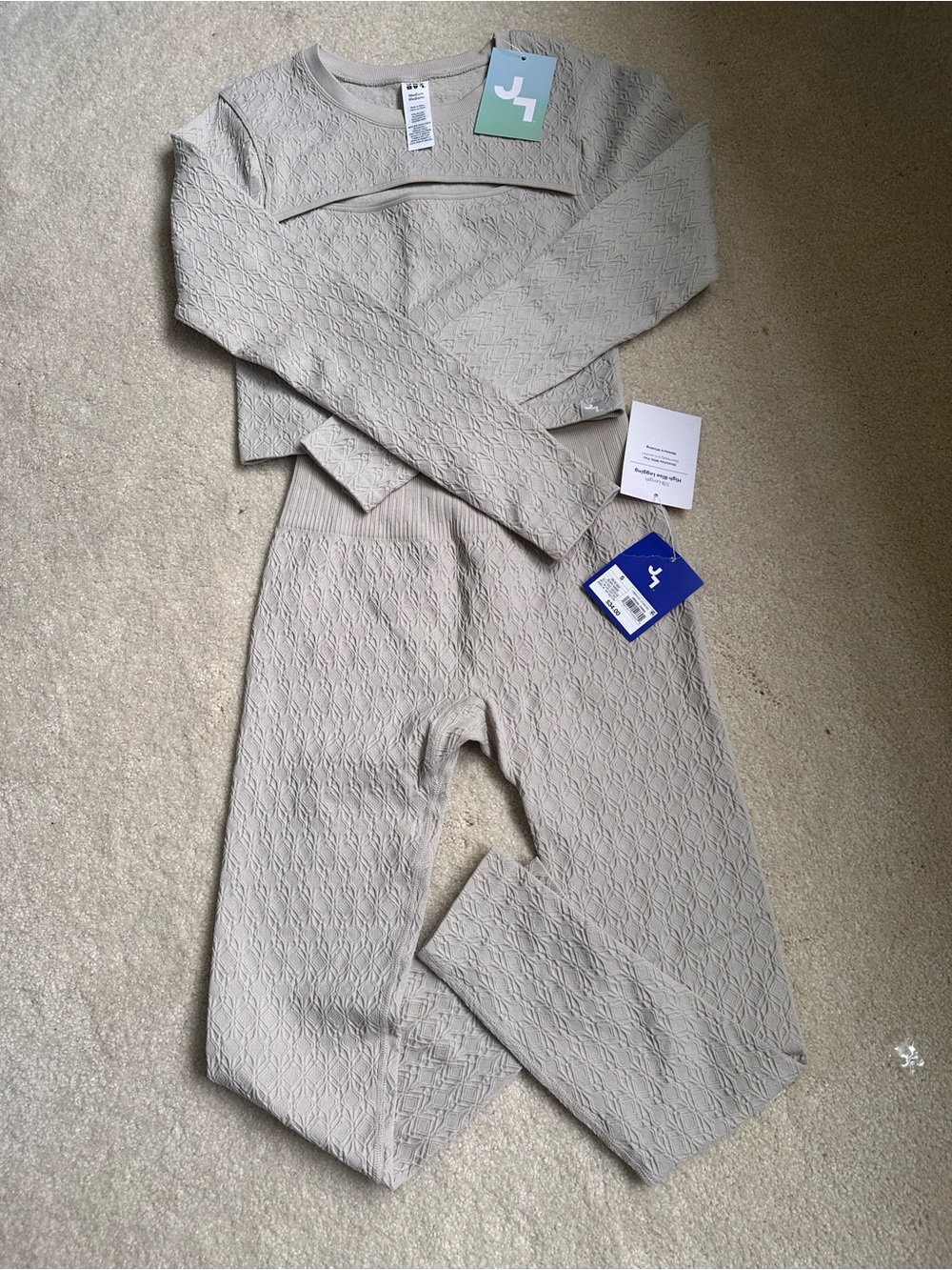 JoyLab Neutral Textured Seamless Top in Light Taupe